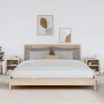 Noptiere, 2 buc., alb, 40x34x45 cm, lemn masiv de pin