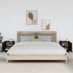Noptiere, 2 buc., negru, 40x34x45 cm, lemn masiv de pin