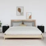 Noptiere, 2 buc., negru, 40x34x45 cm, lemn masiv de pin