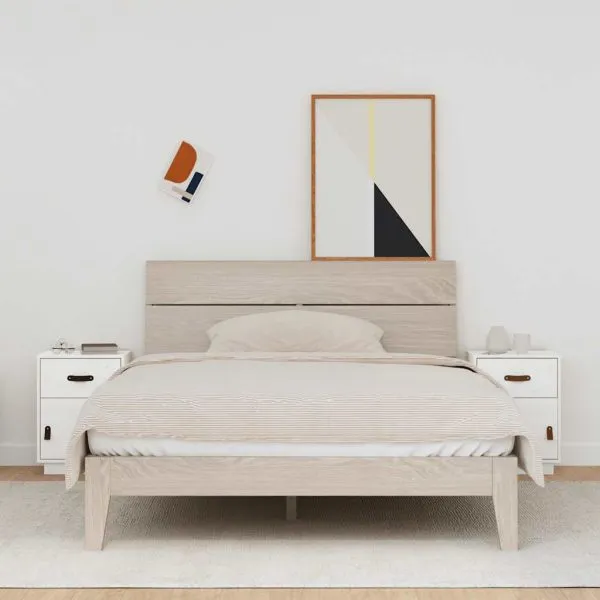 Noptiere, 2 buc., alb, 40x34x55 cm, lemn masiv de pin
