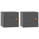 Dulapuri de perete, 2 buc., gri, 31,5x30x30 cm, lemn masiv pin