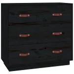 Dulap, negru, 80x40x75 cm, lemn masiv de pin