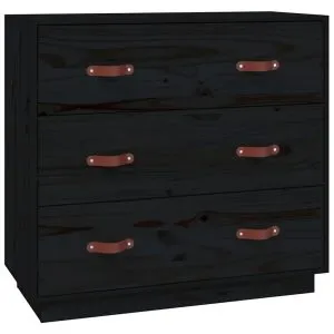 Dulap, negru, 80x40x75 cm, lemn masiv de pin