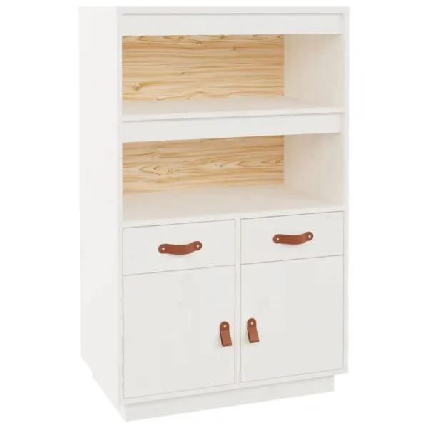 Dulap înalt, alb, 67x40x108,5 cm, lemn masiv de pin