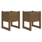 Jardiniere, 2 buc., maro miere, 40x40x52,5cm, lemn masiv de pin