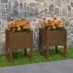 Jardiniere, 2 buc., maro miere, 40x40x52,5cm, lemn masiv de pin