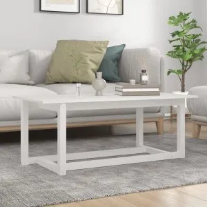 Măsuță de cafea, alb, 110x55x45 cm, lemn masiv de pin