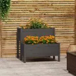 Jardinieră, gri, 84,5x84x75 cm, lemn masiv de pin