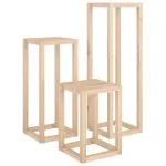 Set suport de plante, 3 piese, lemn masiv de pin