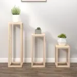 Set suport de plante, 3 piese, lemn masiv de pin