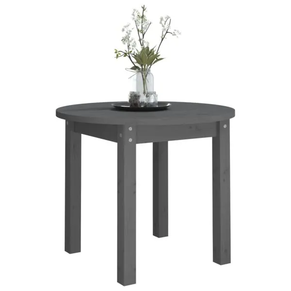 Măsuță de cafea, gri, Ø 55×45 cm, lemn masiv de pin