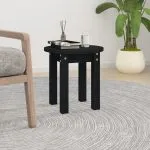 Măsuță de cafea, negru, Ø 35×35 cm, lemn masiv de pin