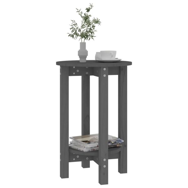 Măsuță de cafea, gri, Ø 40×60 cm, lemn masiv de pin