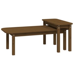 Set măsuțe de cafea, 2 piese, maro miere, lemn masiv de pin