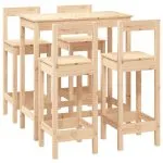 Set mobilier de bar, 5 piese, lemn masiv de pin