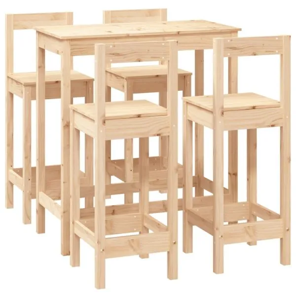 Set mobilier de bar, 5 piese, lemn masiv de pin