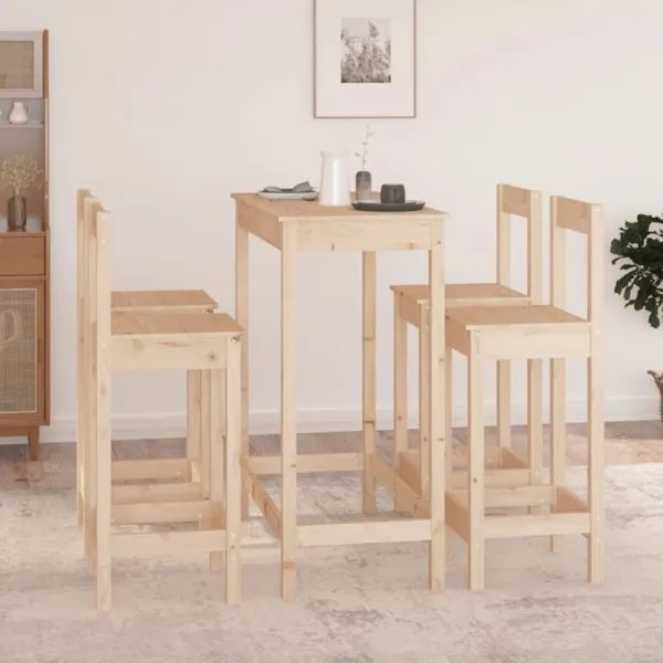 Set mobilier de bar, 5 piese, lemn masiv de pin