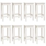 Set mobilier de bar, 9 piese, alb, lemn masiv de pin