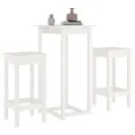Set mobilier de bar, 3 piese, alb, lemn masiv de pin