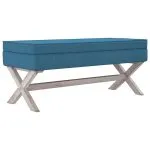 Taburet de depozitare, albastru, 110x45x49 cm, catifea