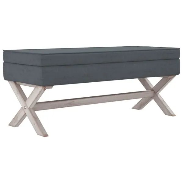 Taburet de depozitare, gri închis, 110x45x49 cm, catifea