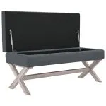 Taburet de depozitare, gri închis, 110x45x49 cm, catifea
