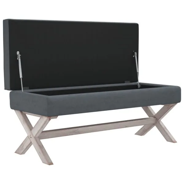 Taburet de depozitare, gri închis, 110x45x49 cm, catifea