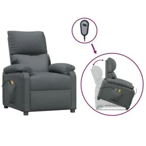 Fotoliu de masaj cu ridicare, gri închis, textil