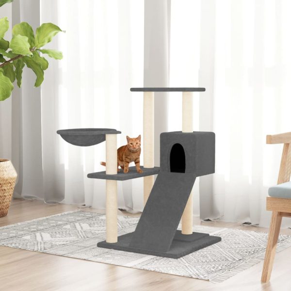 Ansamblu pisici cu stâlpi din funie sisal, gri închis, 82 cm
