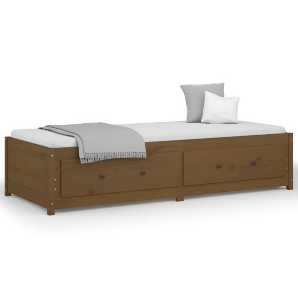Pat de zi Single, maro miere, 90×190 cm, lemn masiv de pin
