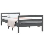 Cadru de pat, gri, 90×200 cm, lemn masiv de pin