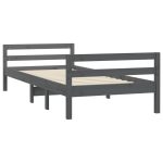 Cadru de pat, gri, 90×200 cm, lemn masiv de pin
