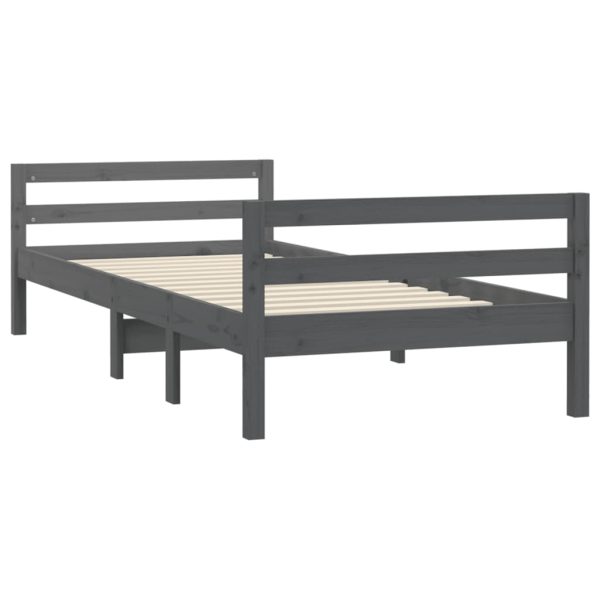 Cadru de pat, gri, 90×200 cm, lemn masiv de pin