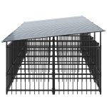 Padoc pentru câini de exterior cu acoperiș, 9,38 m², oțel