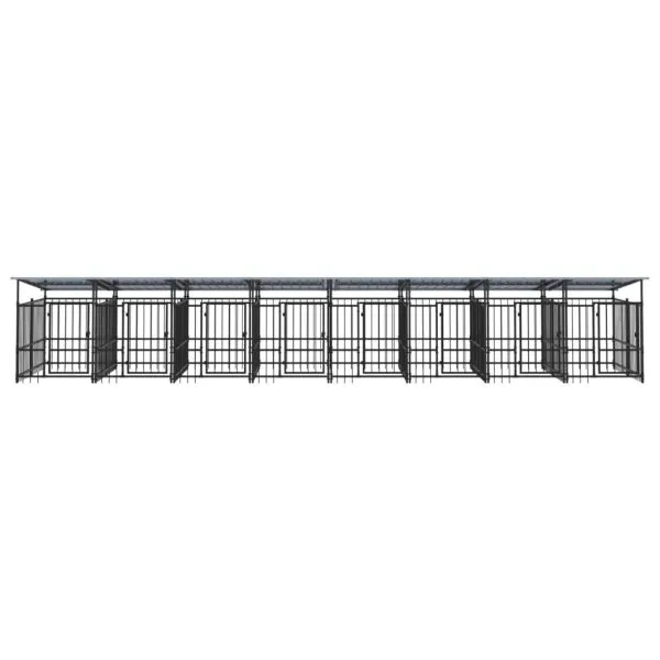 Padoc pentru câini de exterior cu acoperiș, 15,02 m², oțel