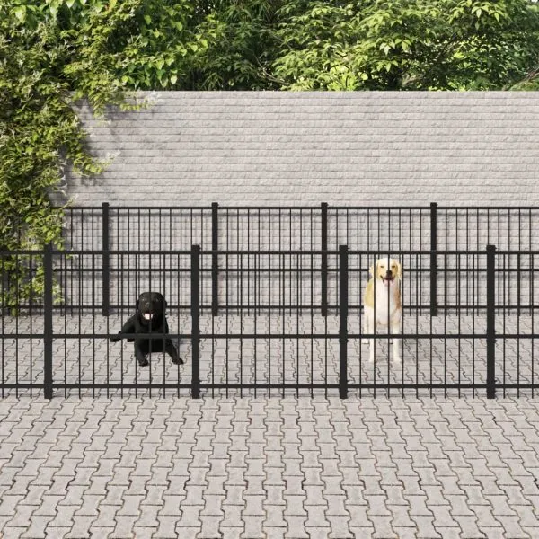 Padoc pentru câini de exterior, 14,11 m², oțel