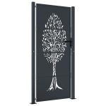 Poartă pentru grădină, antracit, 105×205 cm, oțel, design copac