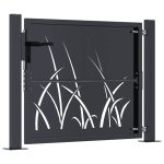 Poartă pentru grădină, antracit, 105×105 cm, oțel, model iarbă