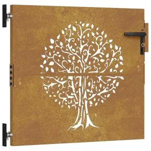 Poartă pentru grădină, 85×100 cm, oțel corten, model copac
