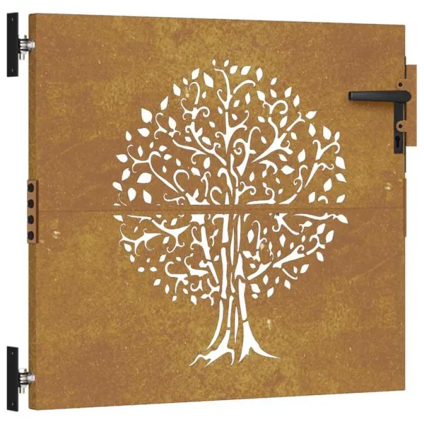 Poartă pentru grădină, 85×100 cm, oțel corten, model copac