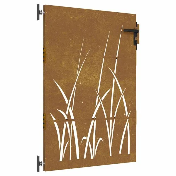 Poartă pentru grădină, 85×150 cm, oțel corten, model iarbă
