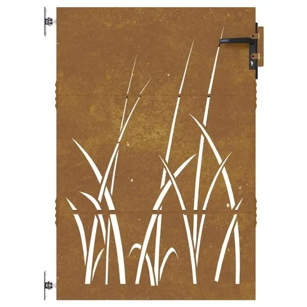 Poartă pentru grădină, 85×150 cm, oțel corten, model iarbă