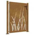 Poartă pentru grădină, 105×130 cm, oțel corten, model iarbă