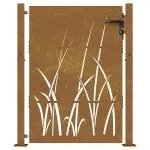 Poartă pentru grădină, 105×130 cm, oțel corten, model iarbă