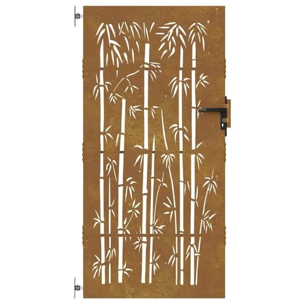 Poartă pentru grădină, 85×200 cm, oțel corten, model bambus