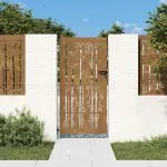 Poartă pentru grădină, 85×200 cm, oțel corten, model bambus
