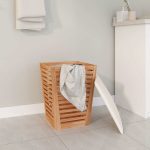 Taburet de baie, 40,5×40,5×56 cm, lemn masiv de nuc