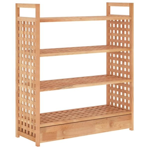 Suport de pantofi cu sertar, 70x27x81 cm, lemn masiv de nuc