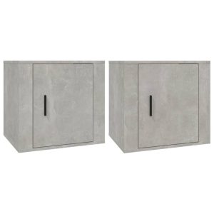 Noptiere, 2 buc., gri beton, 50x39x47 cm