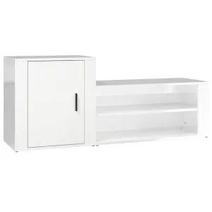 Pantofar, alb extralucios, 130x35x54 cm, lemn prelucrat